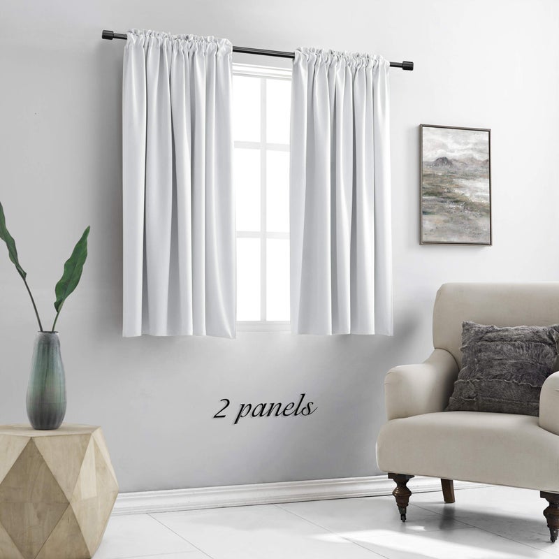 DONREN Greyish White Rod Pocket Curtain Panels Thermal Insulated Room Darkening Curtains for Bedroom (42 Width x 54 Length,2 Panels) - Image 2